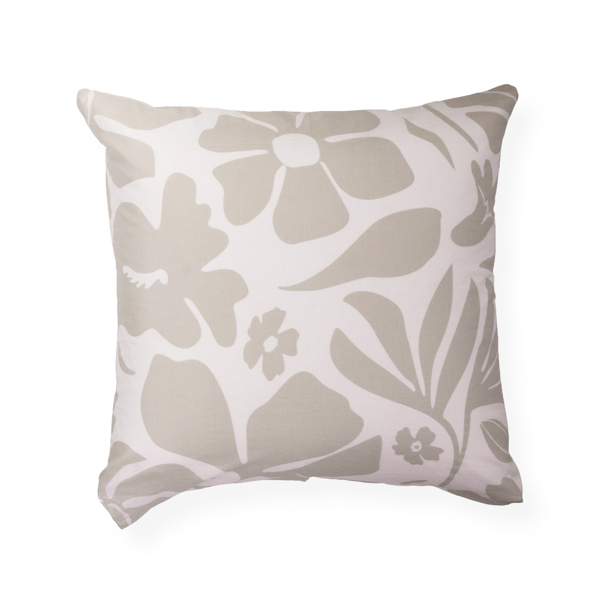 Pudebetræk 60x63 cm - 100% bomuld - Gråt blomster design
