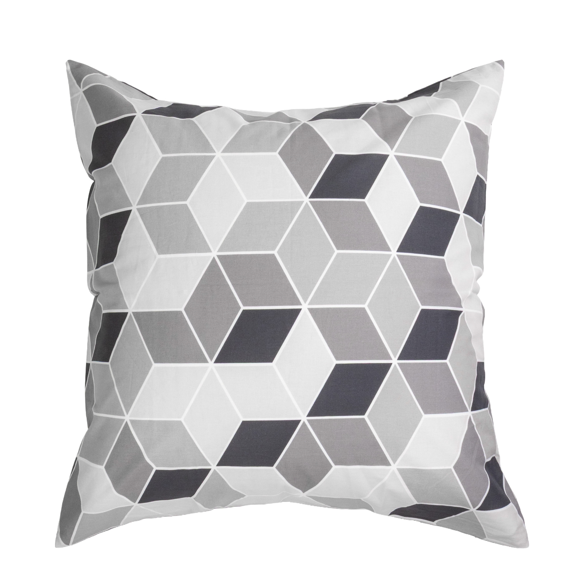 Pudebetræk 60x63 cm - 100% bomuld - Gråt med grafisk design