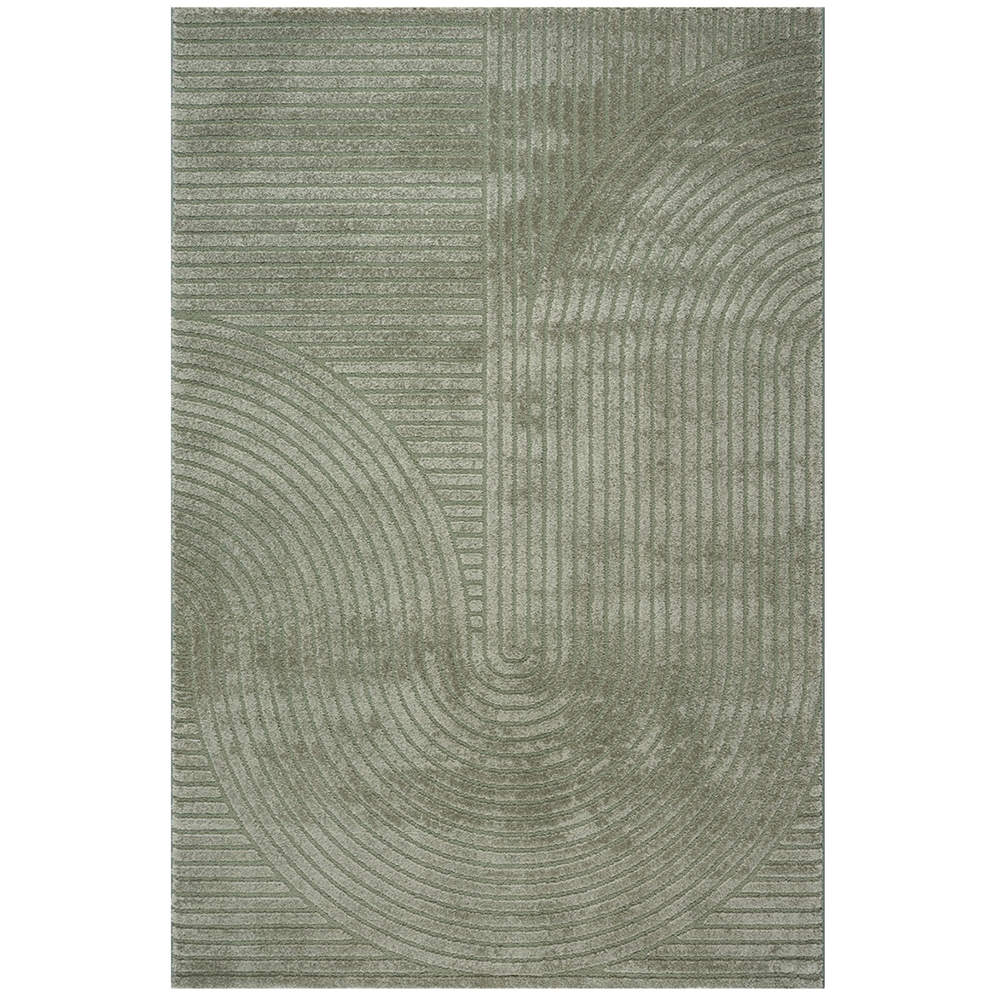 Gulvtæppe - 140x200 cm - Vævet - Grøn med mønster - Elio - Nordstrand Home