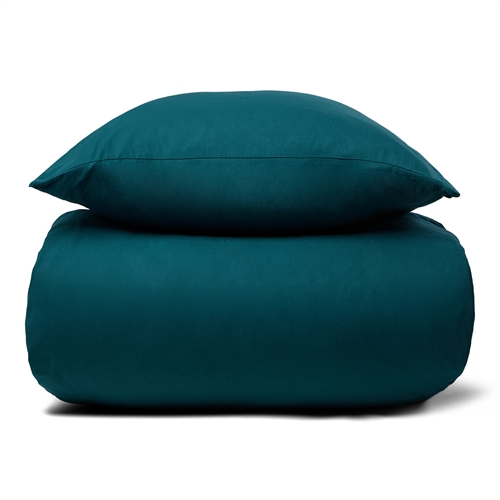 Stonewashed sengetøj 140x200 cm - 100% Enzymvasket bomuld - Firm petrol farvet - Nordstrand Home sengesæt 