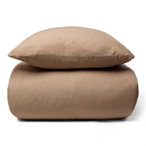 Stonewashed sengetøj 140x200 cm - 100% Enzymvasket bomuld - Firm Brun - Nordstrand Home sengesæt 