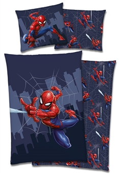 Spiderman Junior sengetøj 100x140 cm - Flying - 2 i 1 - 100% bomuld