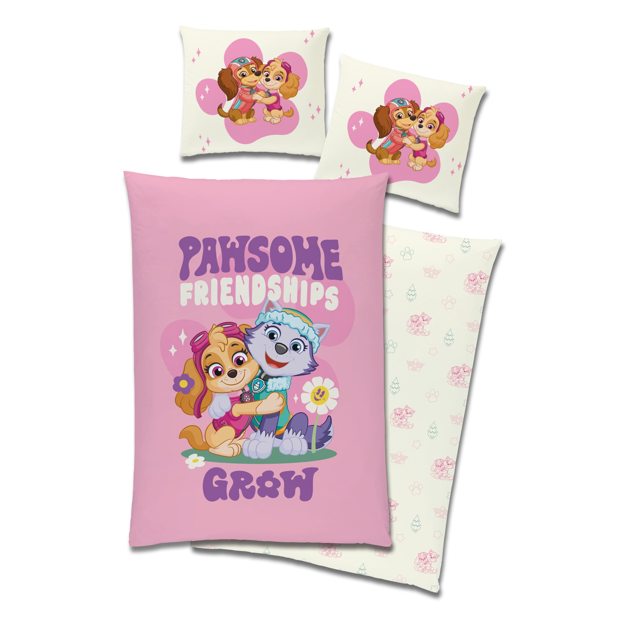 Paw Patrol sengetøj - 100% bomuld - Børnesengetøj 140x200 cm - Pawsome Friendships Grow