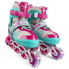 Justerbare Inliners (str. 35-38) - Turkis/Pink - Fleksible Rulleskøjter til Børn