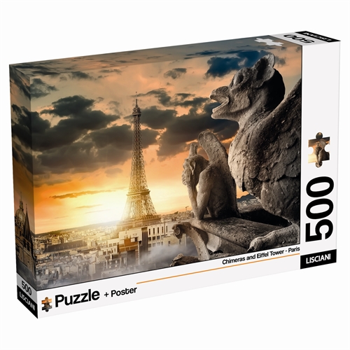 Puslespil med 500 brikker - Paris - inkl. dobbeltsiddet plakat