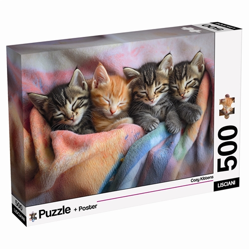 Puslespil med 500 brikker - Katte - inkl. dobbeltsiddet plakat