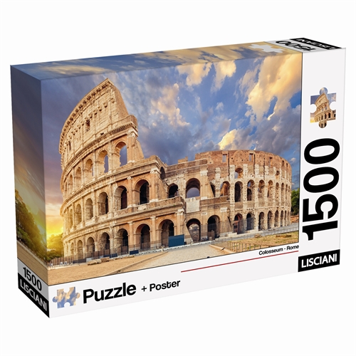Puslespil med 1500 brikker - Colosseum i Rom - inkl. dobbeltsiddet plakat