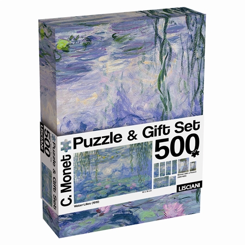 Claude Monet puslespil med 500 brikker - Water-Lillies 4-i-1 sæt