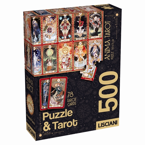 Japansk Tarot puslespil med 500 brikker - 2-i-1 sæt med 78 tarotkort
