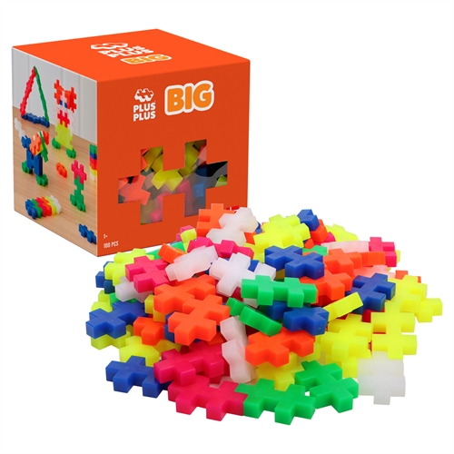 Plus-Plus BIG byggebrikker i neonfarver - 100 dele