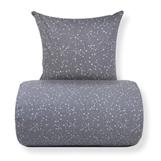 Sengetøj - 100% Bomuld - Zodiac grey - Vendbart med stjerner 