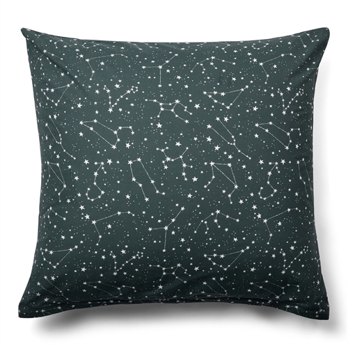  Pudebetræk - 60x63 cm - Hovedpudebetræk i 100% bomuld - Zodiac grøn - Stjernebillede - Borg Living