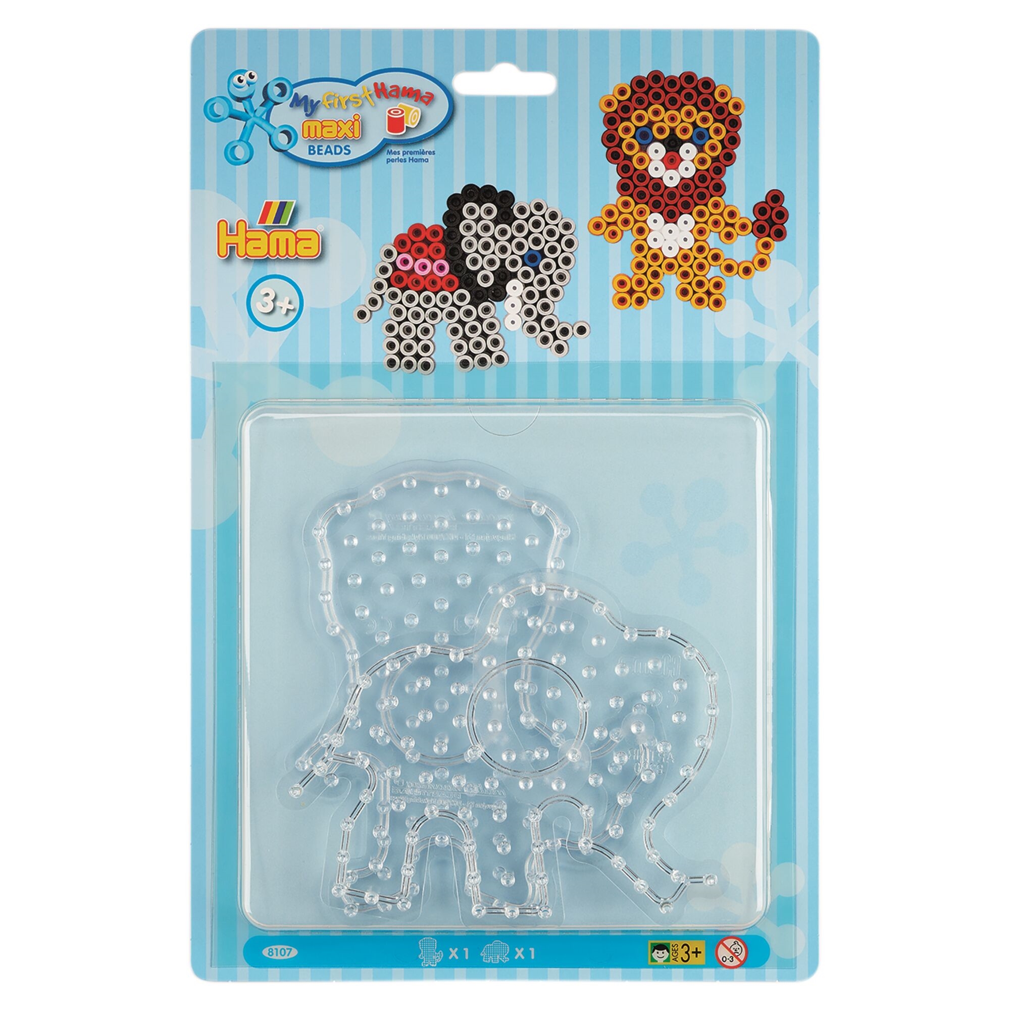 Hama Maxi stiftplader - 2 stiftplader - Transparent - Elefant og løve
