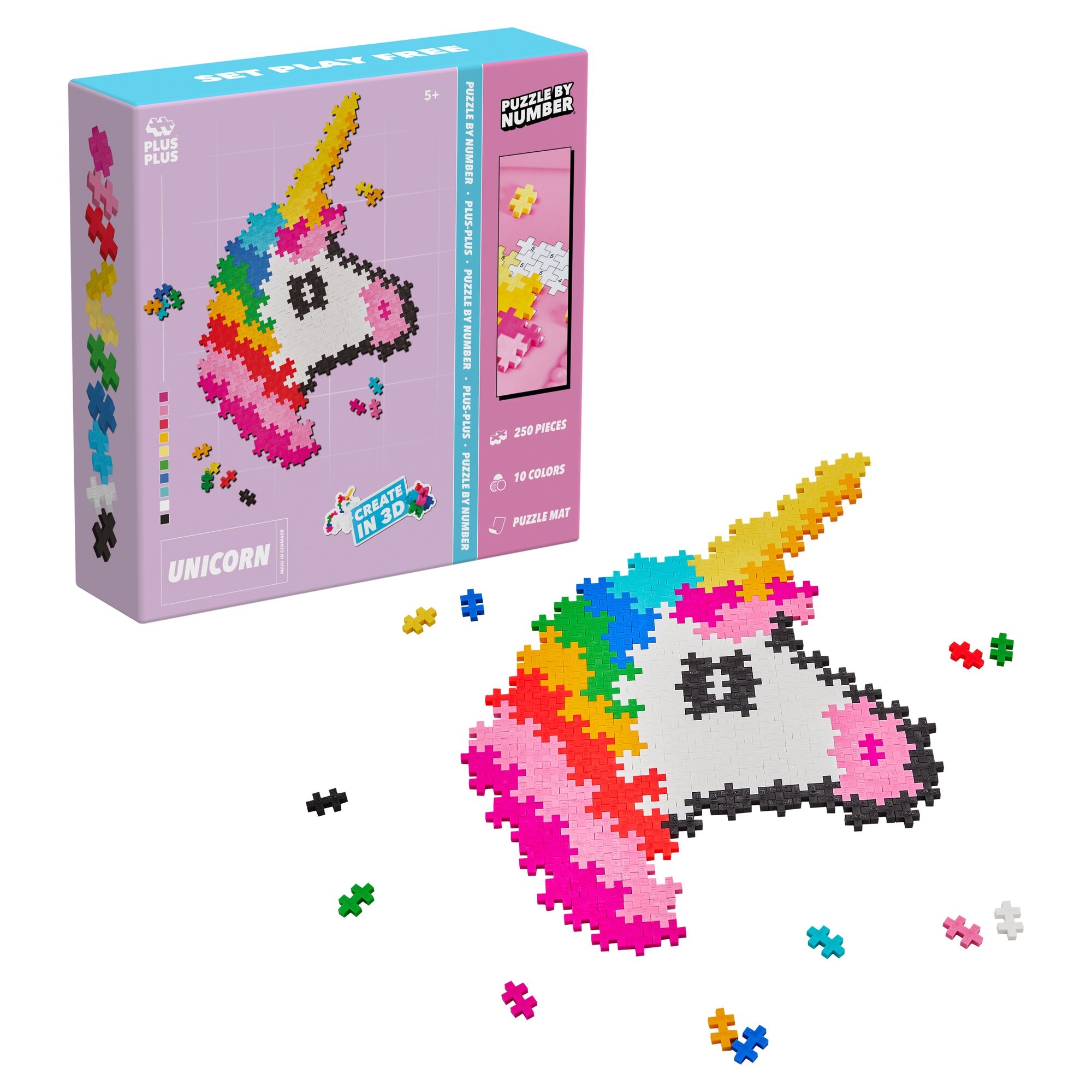 Plus-Plus Puzzle By Number Unicorn Puslespil - 5+år - 250 Brikker