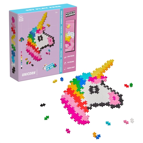 Plus-Plus Puzzle By Number med enhjørning - 250 dele