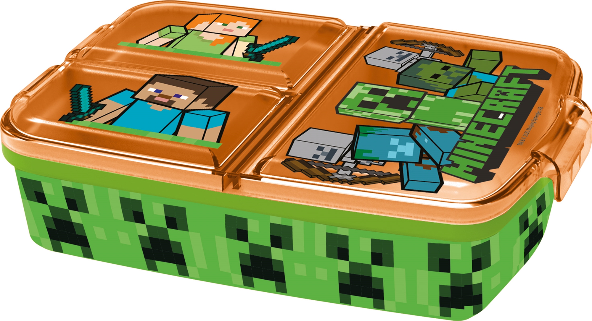 Euromic Minecraft Madkasse med 3 Rum (Børn) - Grøn/Orange
