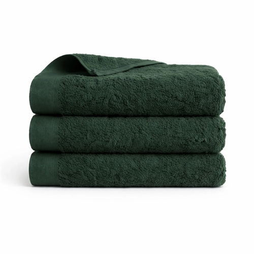 Bomulds håndklæde - 100% bomuld - Gæstehåndklæde 40x60 cm - Valmue - Mørkegrøn