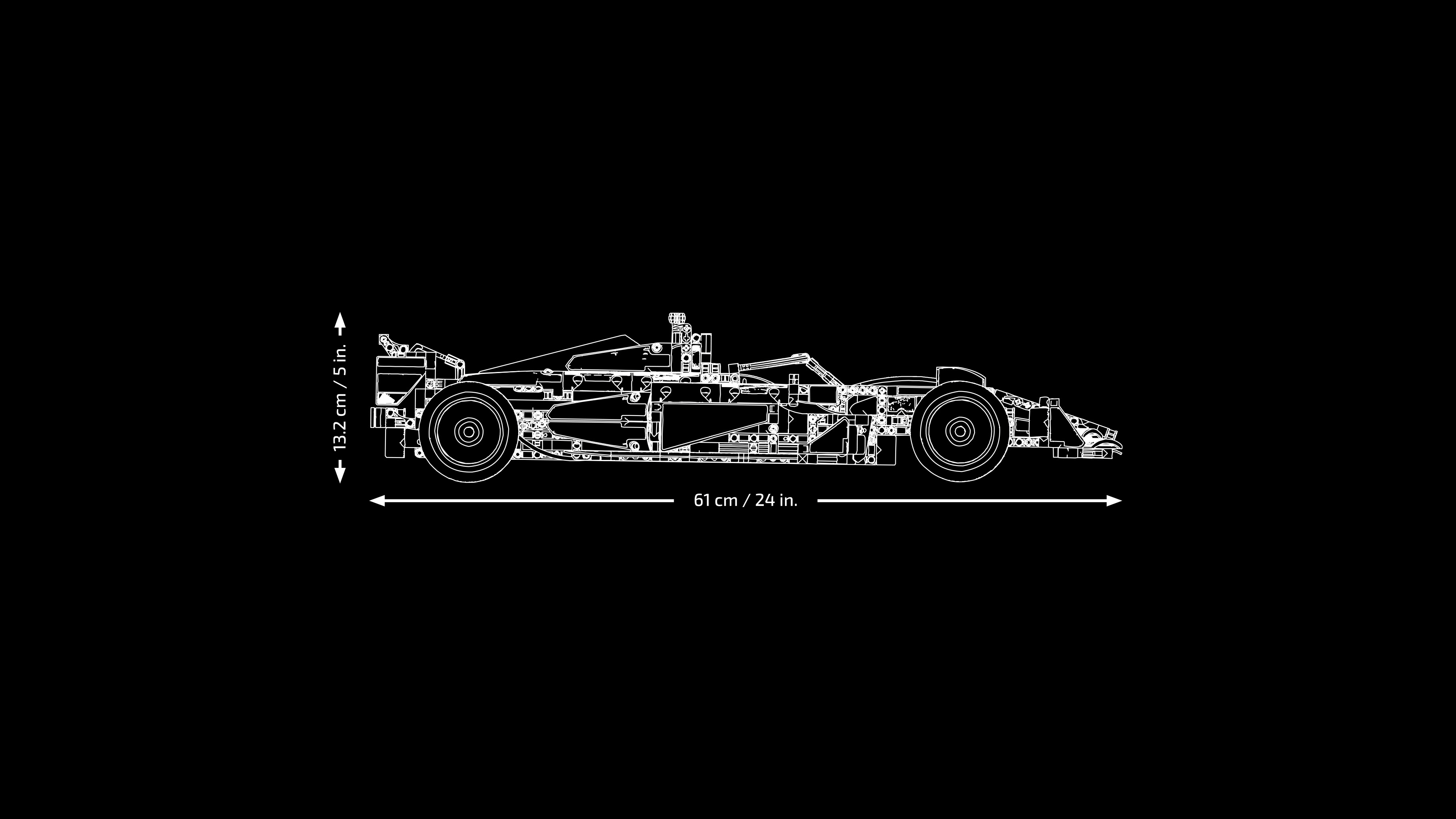 LEGO Technic Ferrari SF-24 F1-bil 42207 størrelse