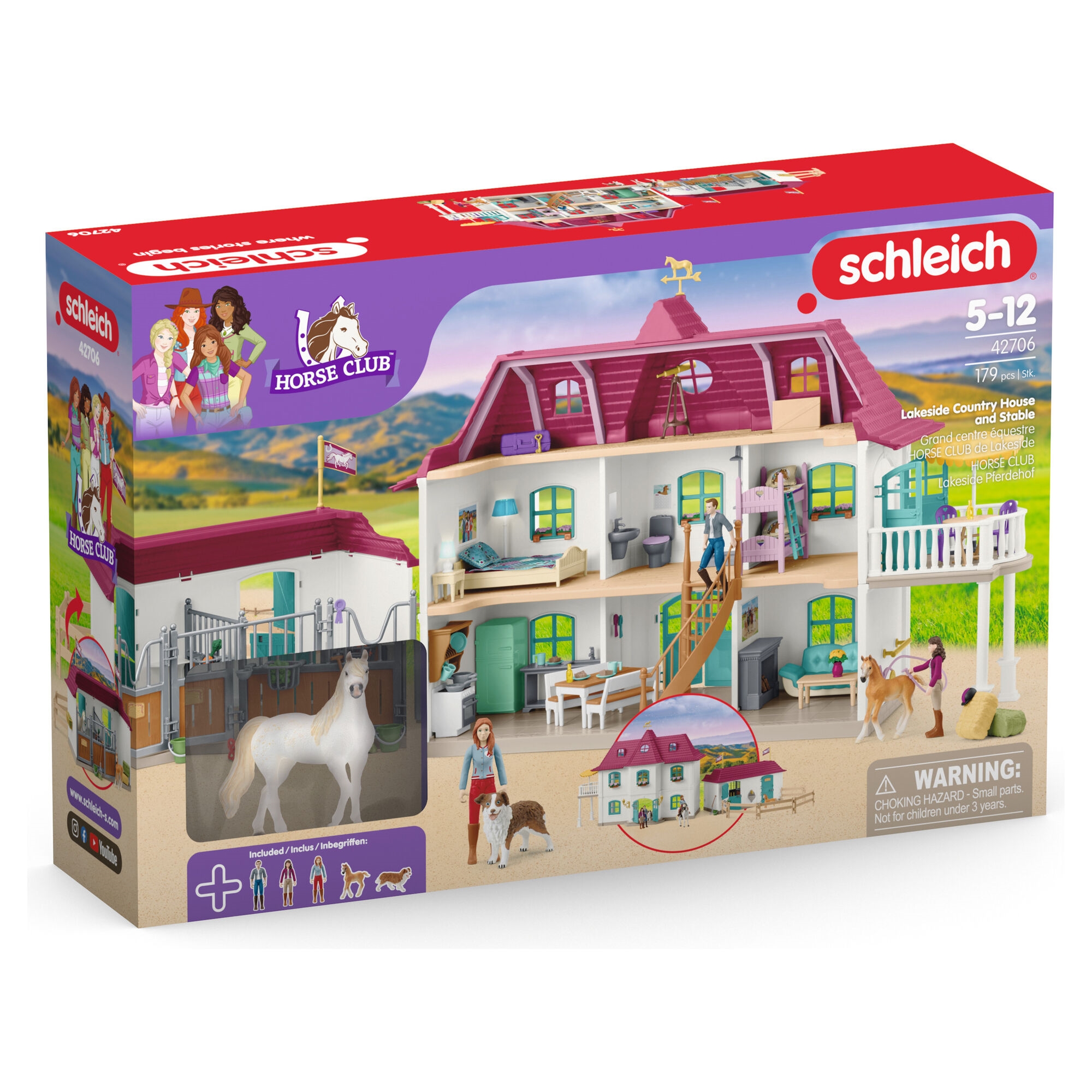 Landhus ved Søen og Stald Schleich Heste Horse Club Figurer 42706