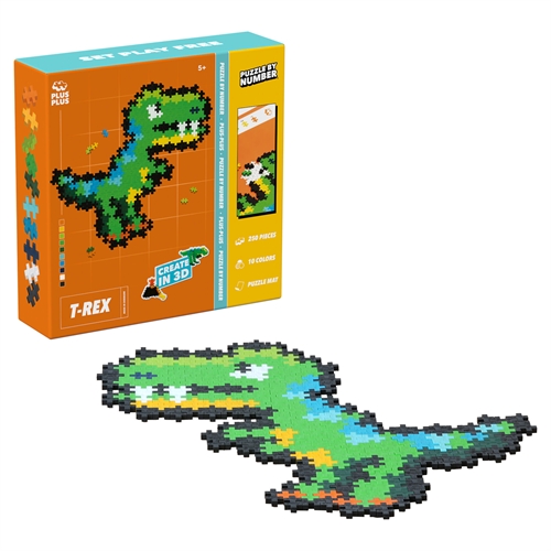 Plus-Plus Puzzle By Number med T-Rex i 2D og 3D - 250 dele