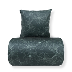 Sengetøj - Bomuldssatin - Big Flower green - Vendbart blomster print