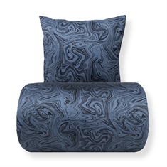 Sengetøj - Bomuldssatin - Mørkeblåt marble print