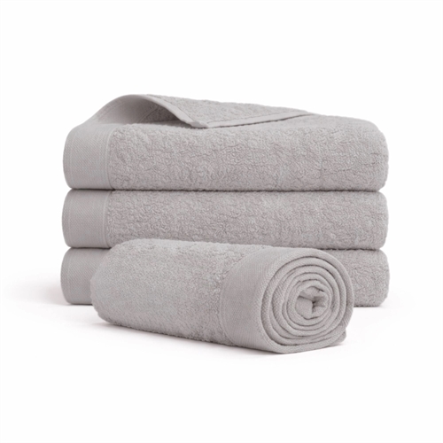 Bomulds håndklæde - 100% bomuld - 50x100 cm - Valmue - Lysegrå