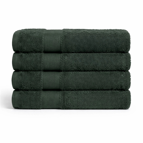 Egyptisk bomulds håndklæde - 100% egyptisk bomuld - 50x100 cm - Orkidé - Mørkegrøn
