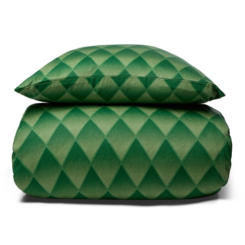 Sengetøj i 100% blødt og lækkert bomuldssatin - Harlekinmønster i en flot grøn farve - 140x200 cm - Sengesæt fra By Night