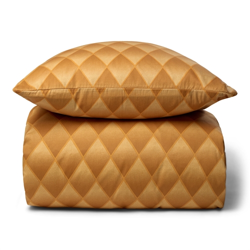 Sengetøj i 100% blødt og lækkert bomuldssatin - Harlekinmønster i en flot orange farve - 140x200 cm - Sengesæt fra By Night