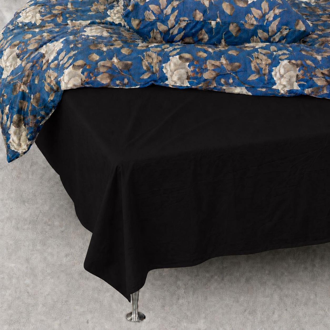Glat lagen - 150x250 cm - Sort - 100% Bomuldssatin - Fladt lagen