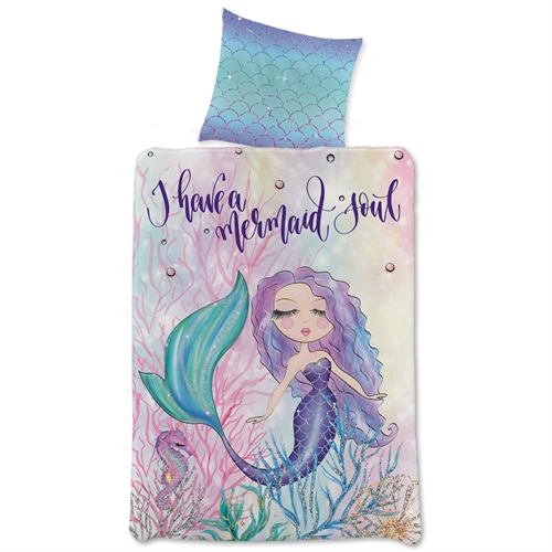 Havfrue sengetøj 140x200 cm - Mermaid soul - Sengesæt med 2 i 1 design - Børnesengetøj i 100% bomuld