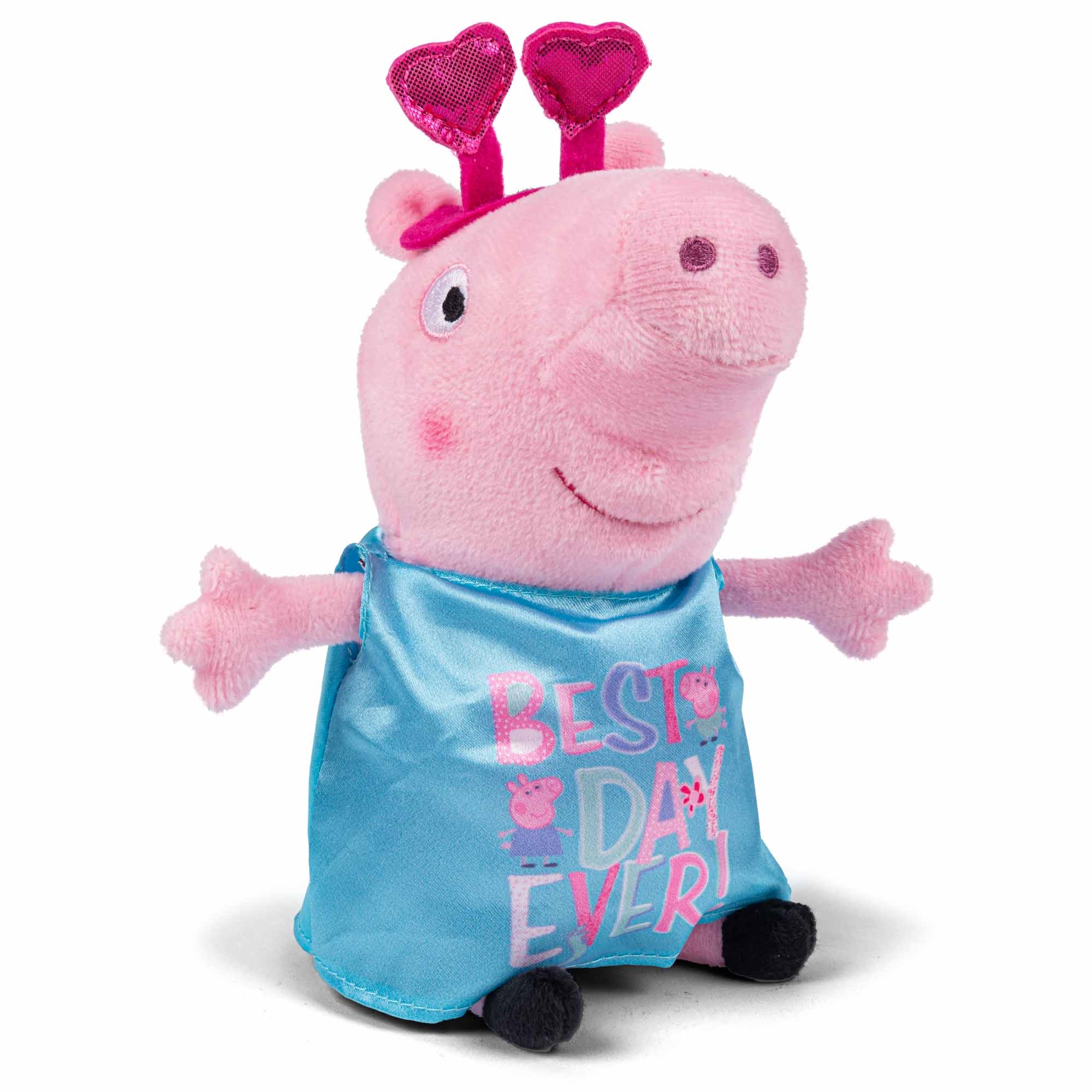 Gurli Gris bamse - 20 cm - Blå med hjerter - Sjov krammebamse til Børn