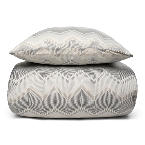 Sengetøj 140x200 cm - Gråt zig zag mønstret sengesæt - Microfiber sengelinned - IN Style sengelinned 