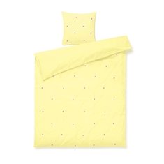 JUNA sengetøj - 100% økologisk bomuld - Daisy gul med broderede blomster