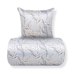 Sengetøj - Satin - Lyseblåt vendbart blomstret design