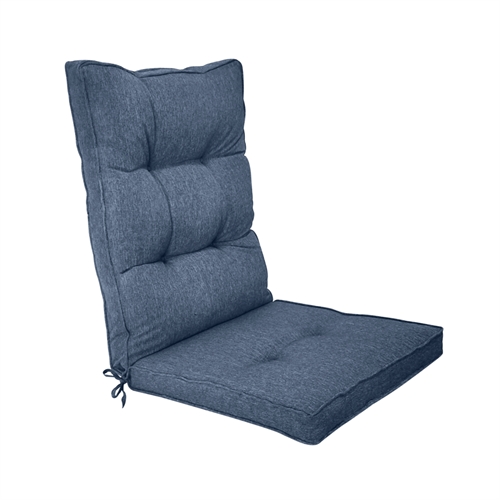 Eksklusiv havehynde til positionsstol - Ekstra blød 7 cm tyk luksus havehynde til høj stoleryg - Moderne button design mørkeblå stolehynde - UV beskyttet Nordstrand Home hynde