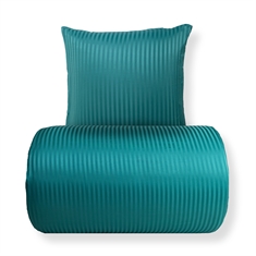 Sengetøj - Microfiber - Ensfarvet med petrol farvet striber