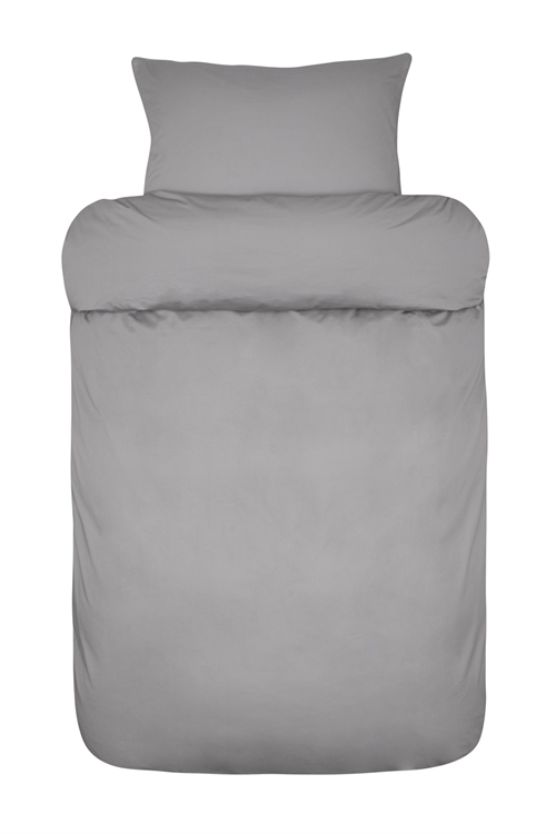 Satin sengetøj 140x220 cm - Siena grå - Ensfarvet sengetøj - 100% egyptisk bomuldssatin - Sengesæt fra Høie