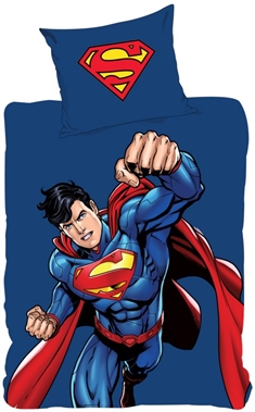 Sengetøj 140x200 cm - Superman -  2 i 1 design - 100% bomuld