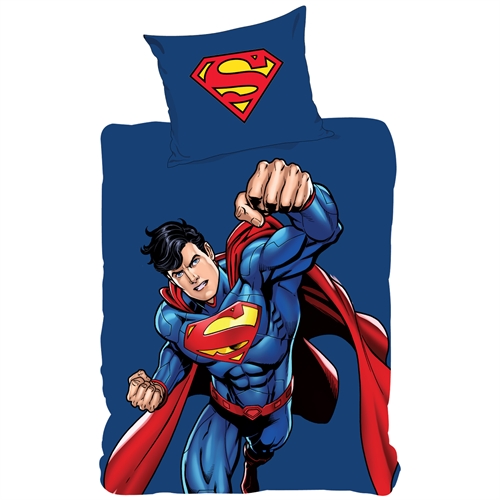 Sengetøj 140x200 cm - Superman Power - Dynebetræk i vendbart design - 100% bomulds sengesæt