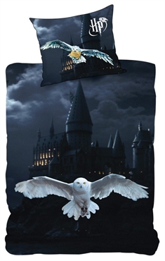 Harry Potter sengetøj - 140x200 cm - Hedwig - 2 i 1 design - Sengelinned i 100% bomuld