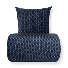 Sengetøj - 100% Bomuld - Vendbart med blåt harlequin design