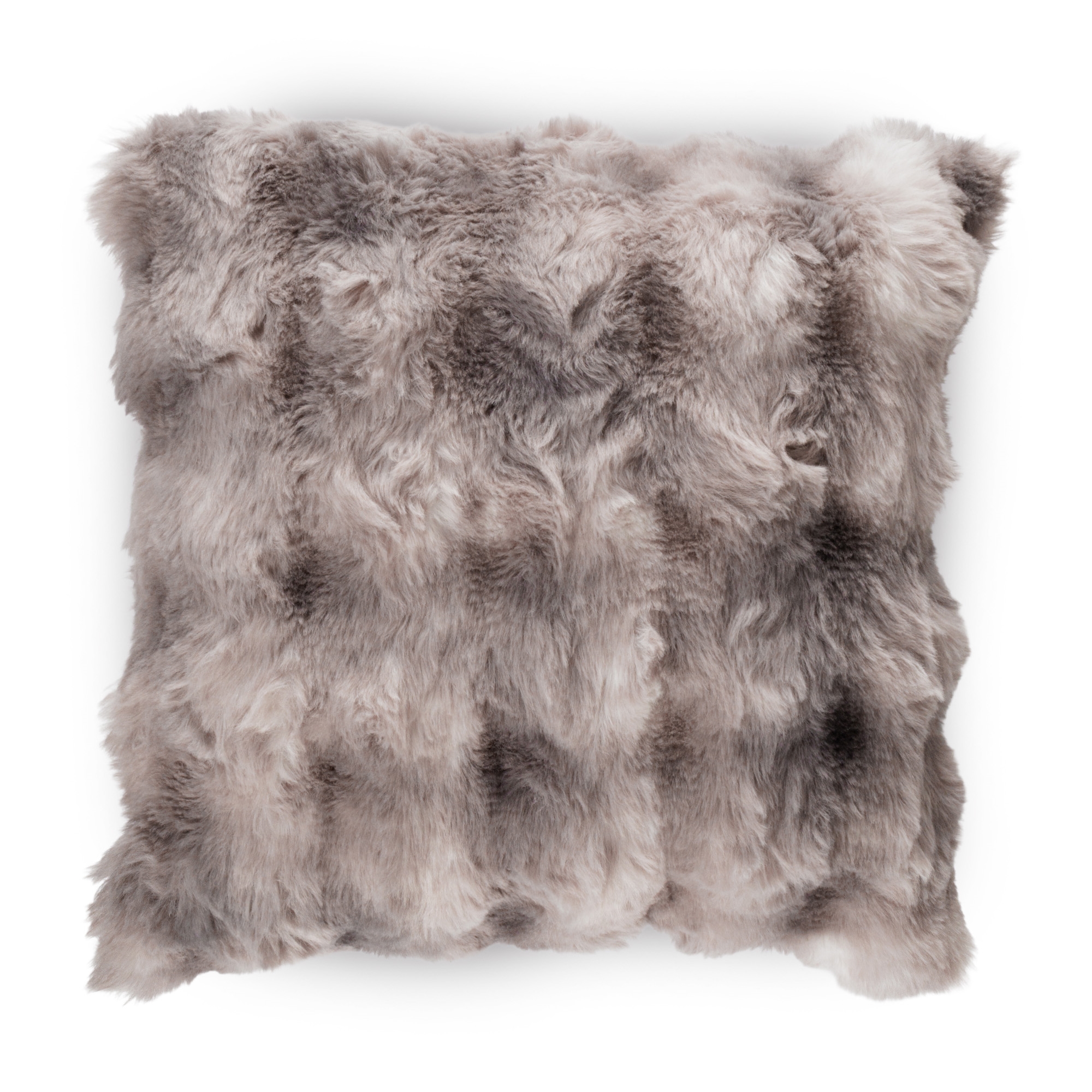 Fake fur pyntepude med boblestruktur - 45x45 cm - Grå/hvid