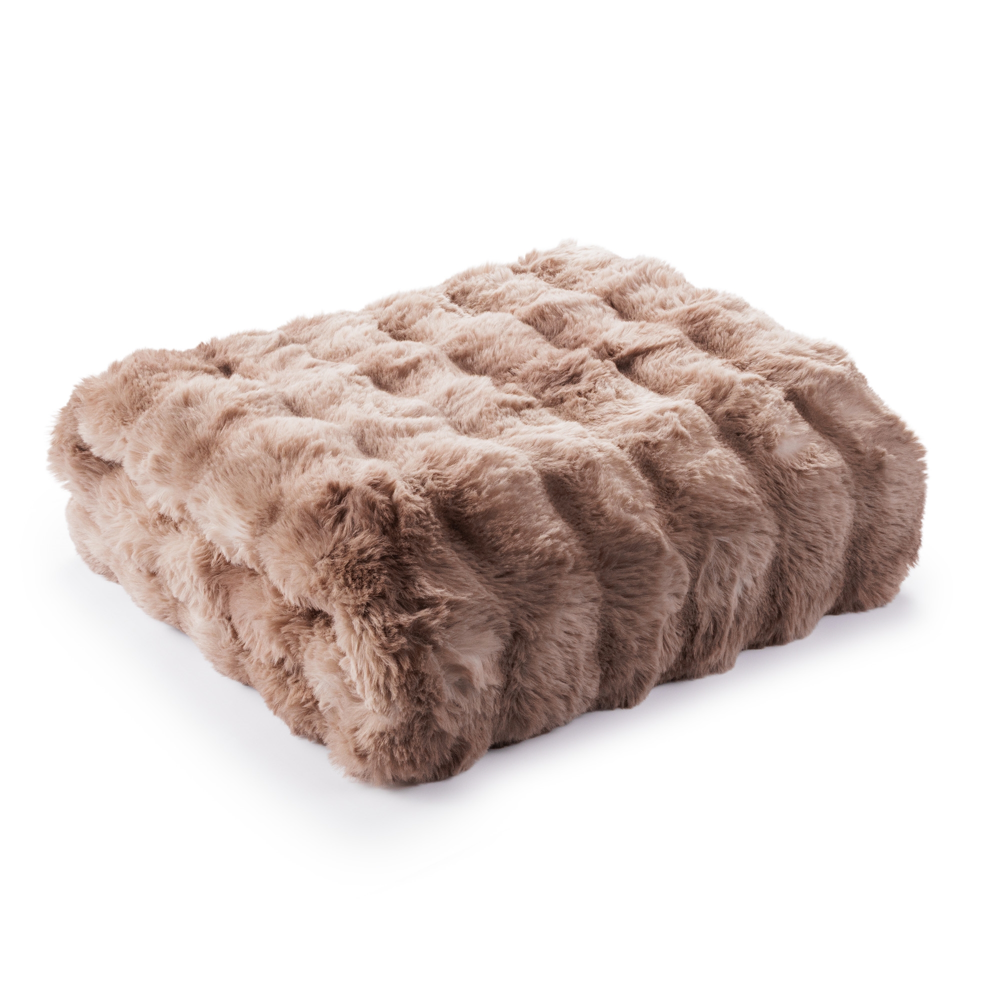 Fake fur plaid med boblestruktur - 135x190 cm - Brun
