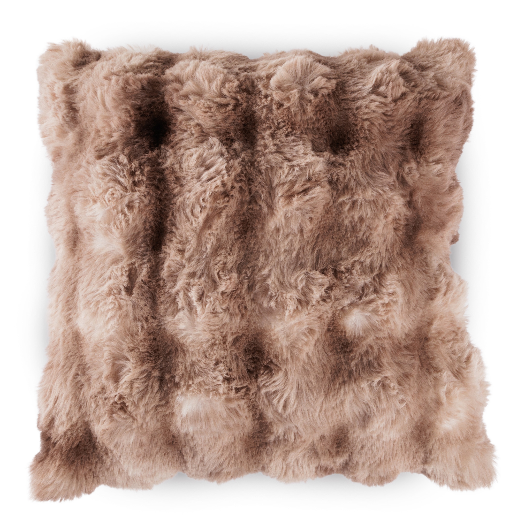 Fake fur pyntepude med boblestruktur - 45x45 cm - Brun
