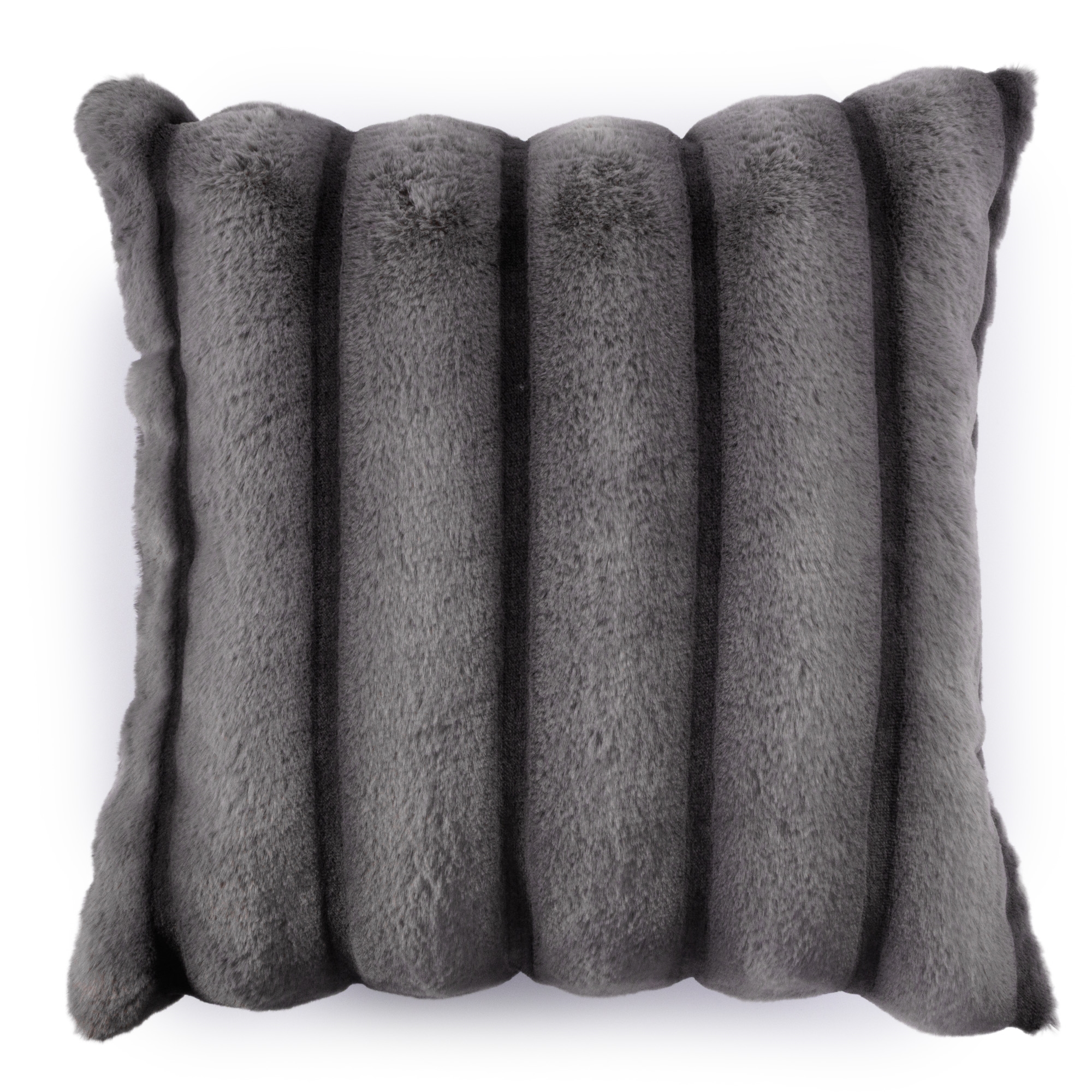Fake fur pude med stribet struktur - 135x190 cm - Grå