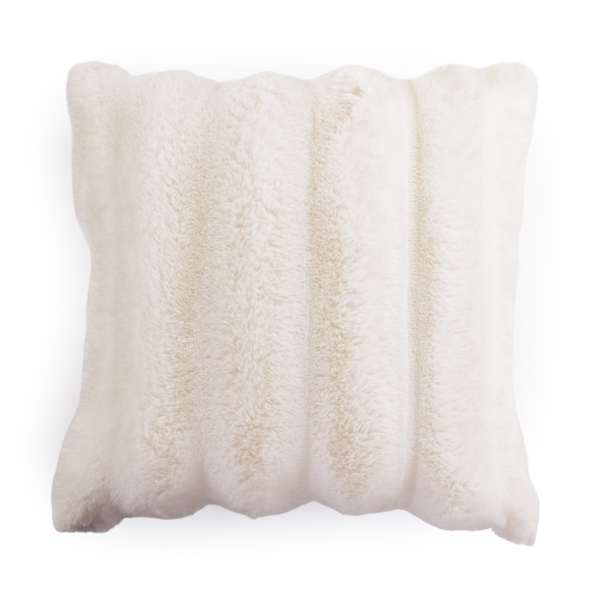 Fake fur pude med stribet struktur - 135x190 cm - Hvid