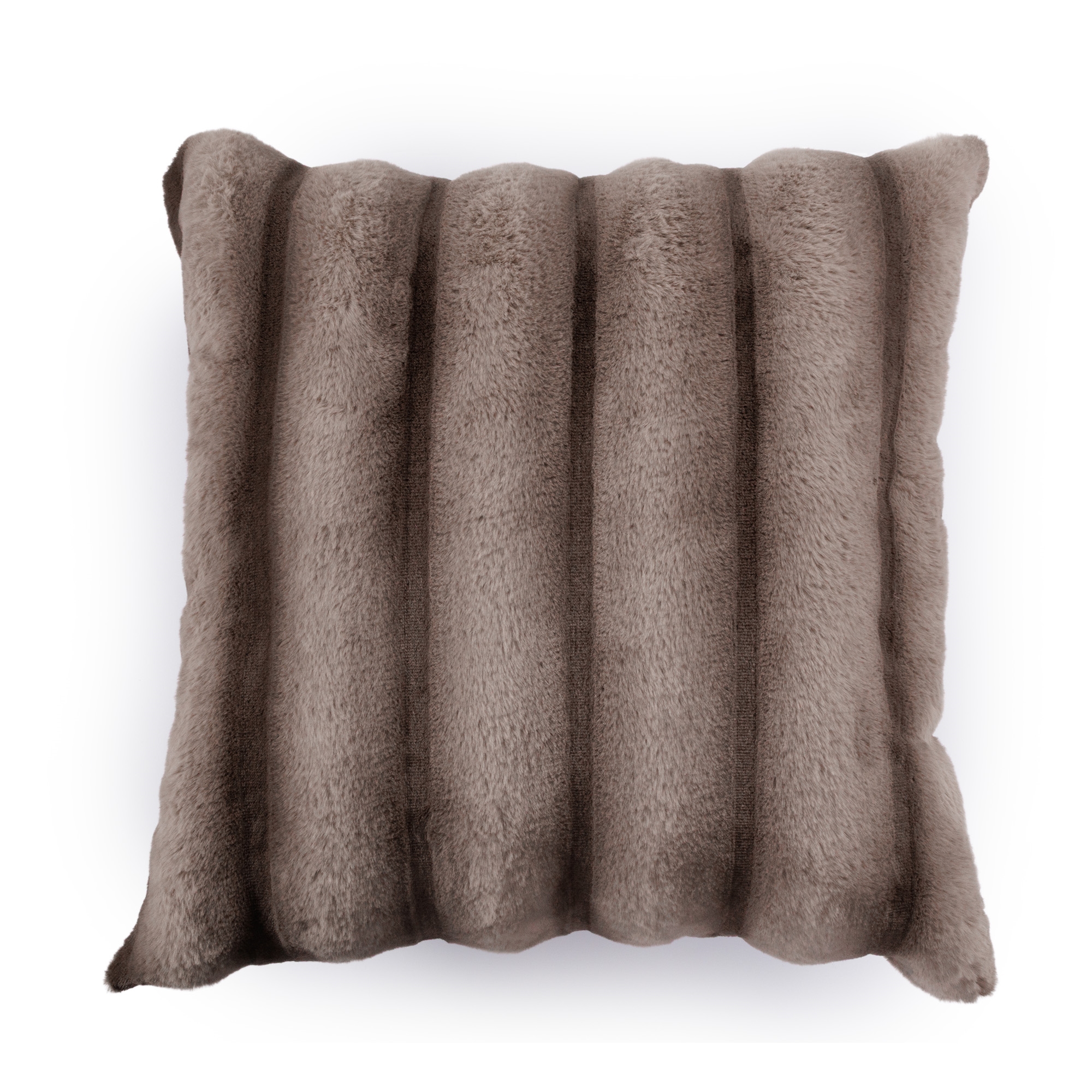 Fake fur pude med stribet struktur - 135x190 cm - Brun
