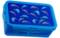 Blå madkasse med hajer - Børne madkasse med 3 rum
